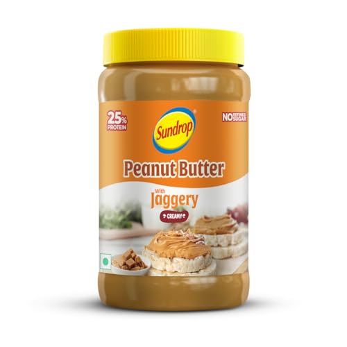 Sundrop High Protein Peanut Butter with Jaggery | Creamy, 900g | 25g Protein | 7.5g Die…