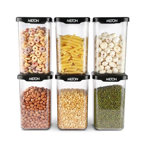 MILTON Square Premium Containers for Kitchen Storage Set of 6 (1100 ml each) Food Grade…