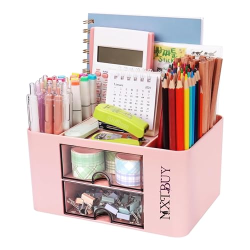 NXTBUY Plastic Desk Organizer with Drawer | Desktop Office Stationery Storage Box | Des…