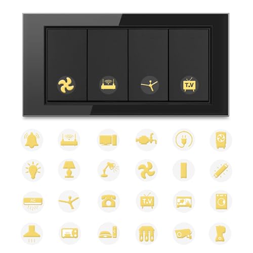 GLUN ® Electric Self-Adhesive Board Switch Plastic Surface Stickers, 38 Icons 600 Stick…