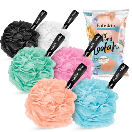 FABSKIN Round Loofah Bath Shower Sponge Scrubber Exfoliator for Women & Men | Body Wash…