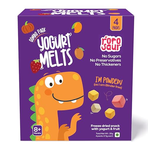 Rorosaur Baby Snacks - Melts with Yogurt and Fruit & Veggie for 8+ Months | Mango, Chic…