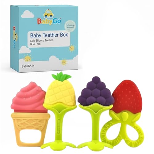 BabyGo Teething Baby Chew Toys | BPA-Free Soft Silicone Teether for Babies 6-12 Months…