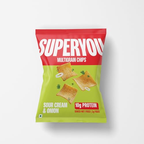 Superyou Multigrain Protein Chips - Sour Cream & Onion (Pack of 1) | 10g Protein, 3g Fi…