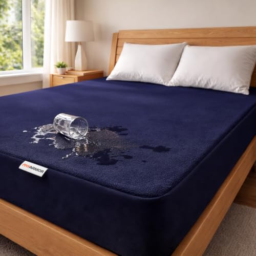 MY ARMOR Waterproof Mattress Protector King Size, 78x72, 6.5x6 feet, Double Bedsheet Co…