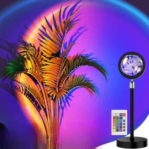 Desidiya® 16-Color LED Night Light Sunset Lamp with Remote & USB – 360° Rotating Projec…