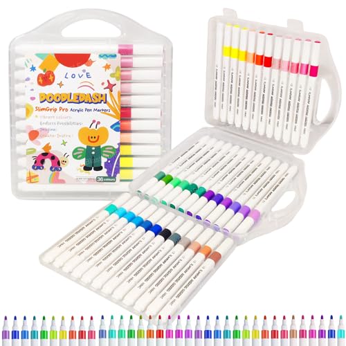 FunBlast Acrylic Paint Markers – Set of 36 Vibrant Colors, Permanent Water-Based Marker…