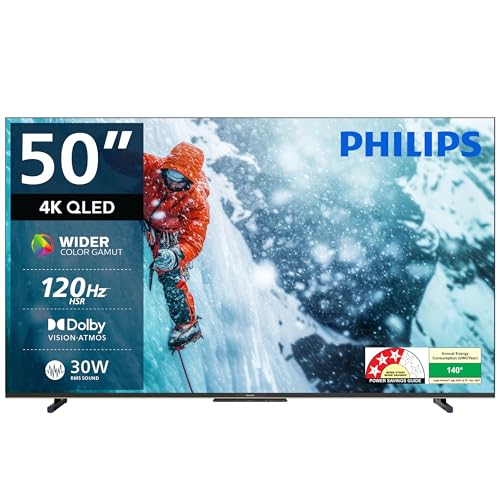 PHILIPS 127 cm (50 inches) Smartchoice 8100 Series 4K Ultra HD Smart QLED Google TV 50P…