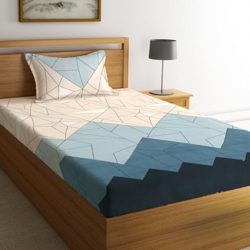 Fashion String 144TC Microfibre Abstract Geometric Line Art Single Bedsheet with 1 Pill…