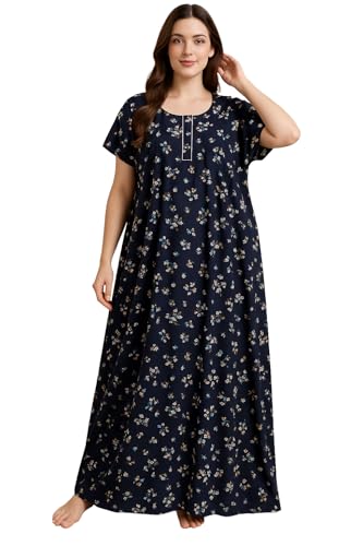 Bahumaan Pure Cotton Nighty for Woman | Floral Gown for Women Nightwear with Pocket | C…