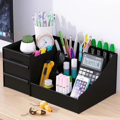 Shuttle Art ABS Plastic Desk Organiser with Drawer,Multifunctional Desk Organizer,Custo…