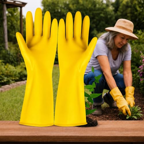 TrustBasket Heavy Duty Gardening Gloves for Planting, Weeding & Garden Maintenance - Ye…