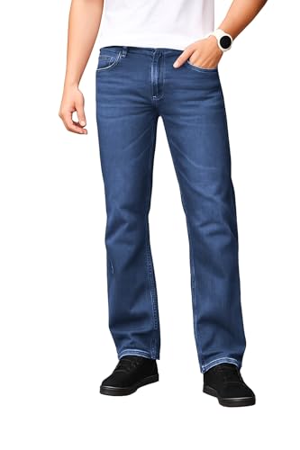 Ben Martin Men's Smart Fit Stretchable Jeans || Dark Blue Mid-Rise Denim Pants with Whi…