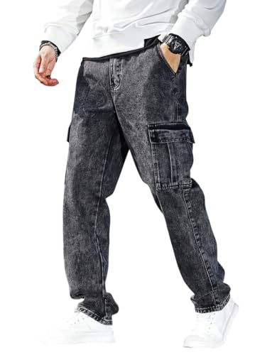 Men Loose Fit Men's Flip Pocket Cargo || Mens Stylish Cotton Loose Fit Denim Cargo Jean…