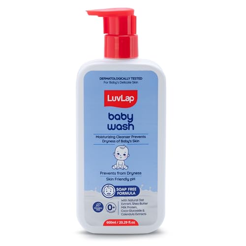 LuvLap Baby Wash - 600ml, with Milk Protein, Oatmeal, Shea Butter and Vitamin E, Soap F…