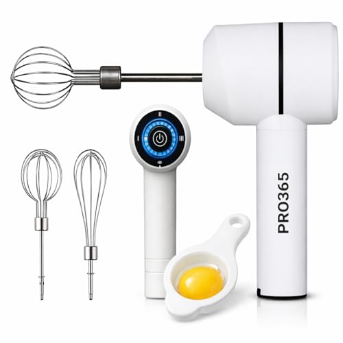 PRO365 Wireless Electric Hand Mixer | 3-Speed Rechargeable Cordless Egg Beater | Portab…