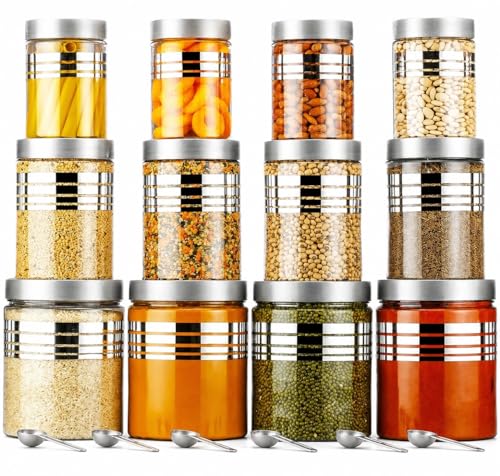 E-COSMOS® Durable 12-Piece Airtight Kitchen Storage Containers - Clear Plastic Set with…