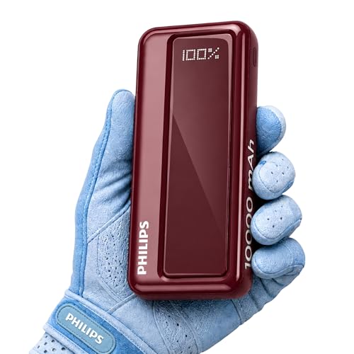 Philips 10000mAh 22.5W Fast Charging Power Bank (Iron Red) with Digital LED Display | T…