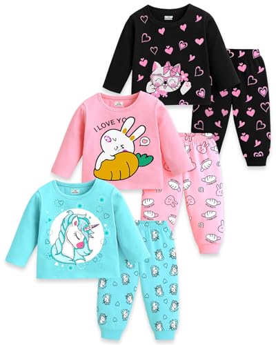 Kuchipoo Girl Regular Fit Cotton T-Shirts and Pyjamas Set (KUC-PSUT-171, 6-7 Years, Mul…