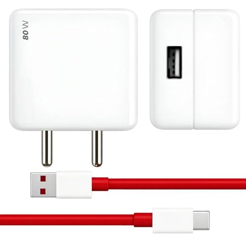 80W USB-A to Type-C Fast Charger & Cable Compatible with Oneplus/Oppo/Xiaomi/Realme/Sam…