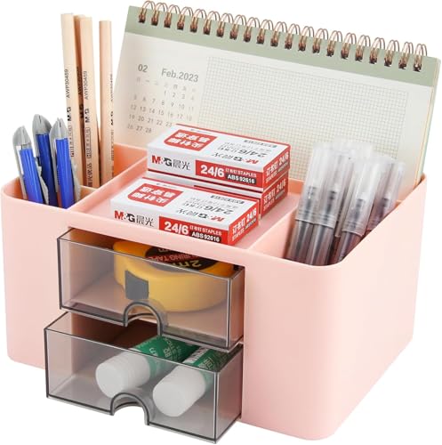 Shuttle Art Desk Organiser | ABS Plastic Table Organiser with 5 Compartments & 2 Drawer…