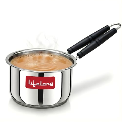 Lifelong Stainless Steel Heavy Bottom Saucepan | 1.5liter, 17cm Saucepan with Handle |…