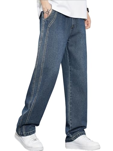 URBAN POCKETS Jeans for Men | Loose Fit Light Wash Denim Pants with Wide Leg Streetwear…