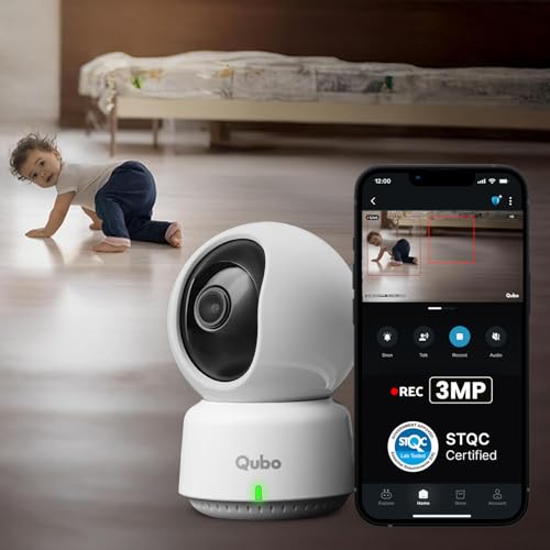 Qubo Smart 360° 3MP [2K] Baby Monitor Camera | Wi-Fi Indoor CCTV for Baby Room | AI Per…