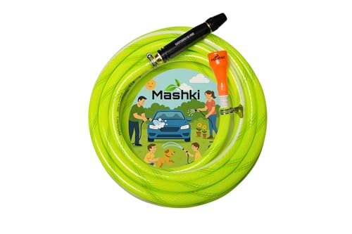 Mashki® Heavy Duty 3 Layered PVC Braided Garden Water Hose Pipe with Adjustable Black J…