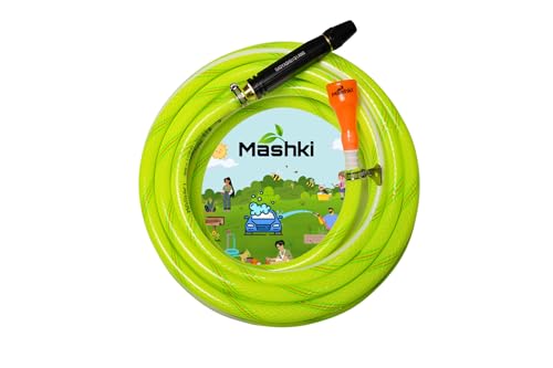 Mashki® Heavy Duty 3 Layered PVC Braided Garden Water Hose Pipe with Adjustable Black J…