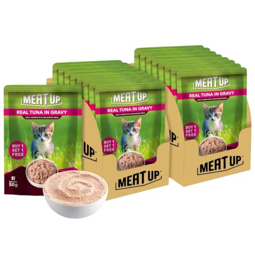Meat Up Kitten Cat Wet Food 16 Pouches × 50g, Total 800g | Real Tuna in Gravy | Support…