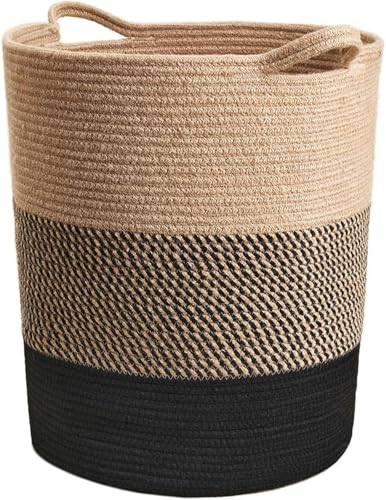 ALBY® Large Rope Basket - Tall Laundry Basket Hamper for Dirty Clothes Woven Jute Stora…