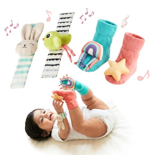 Curious Cub Rattle Set Toy for 0+ Months Babies, New Born Baby Essentials | Wrist Rattl…