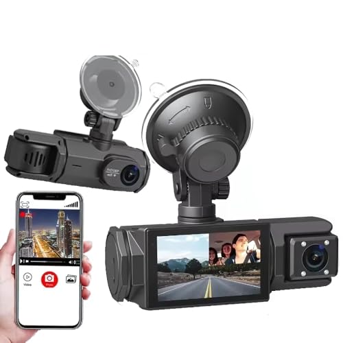Maizic Smarthome Triplex 4K 3 Channel Dash Cam WiFi Built-in G-Sensor, 1296P+1080P+1080…