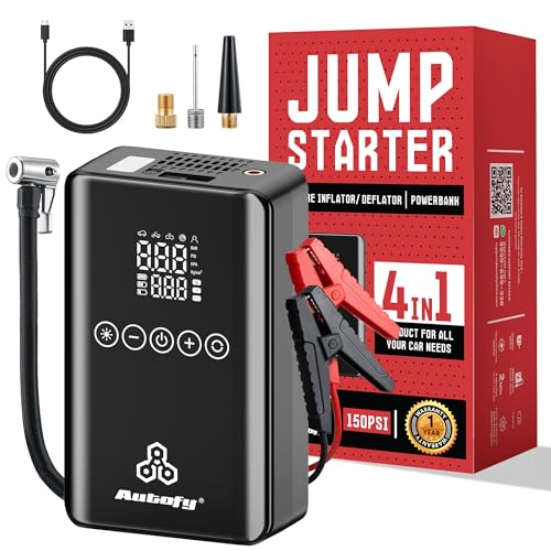 Autofy VoltX 4-in-1 Car Jump Starter - 150PSi Car Tyre Inflator Pump Deflator - Powerba…