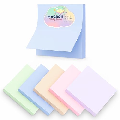 400 Sheets Macaron Sticky Notes Cube – Self-Adhesive, Vibrant Pastel Color Notes for Ho…