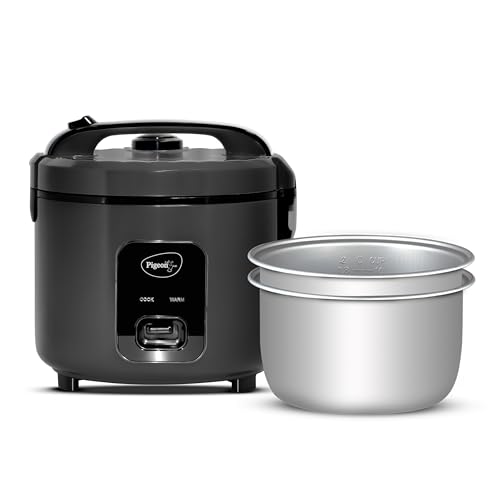 Pigeon Easy 3L Electric Rice Cooker with 2 Pots, Keep warm function, Steam basket, Spat…
