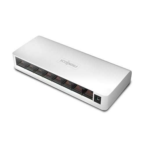 Frontech 8-Port Fast Ethernet Switch | 10/100 Mbps | Plug & Play | Desktop/Wall-Mountab…