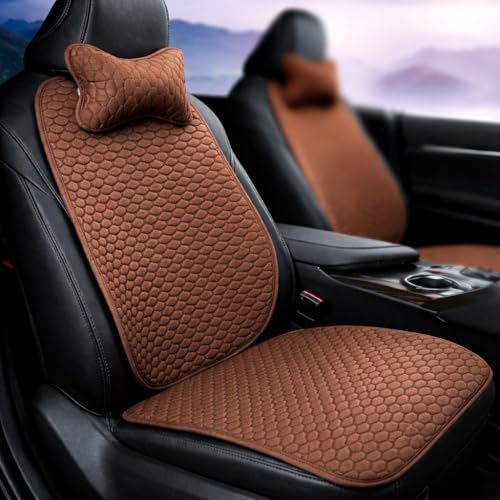 Hukimoyo 3-in-1 Car Seat Cover Protector Mat with Neck Pillow, Breathable Cotton Linen…