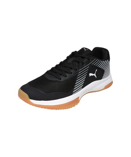 Puma, Unisex-Adult, Badminton Smash Sprint, Black-White-Silver, Indoor Shoe, 12UK, (109…