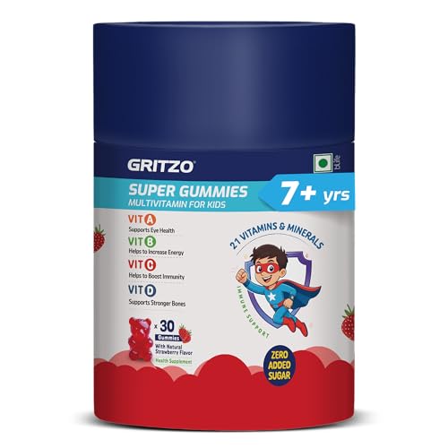 Gritzo Super Gummies Multivitamin (7+ Kids), Strawberry, 30 Gummies