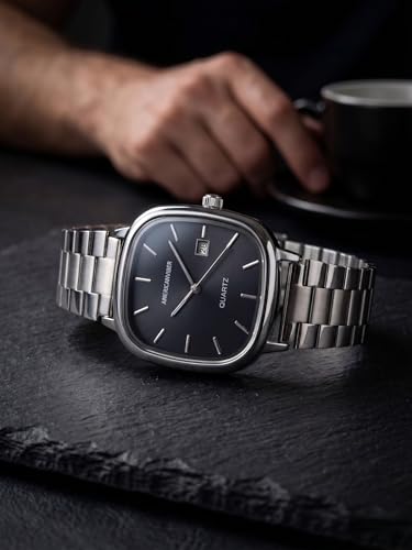AMERICANVIBER Men's Silver, Watch with Stainless Steel Band | Analog Dress & Casual Wri…
