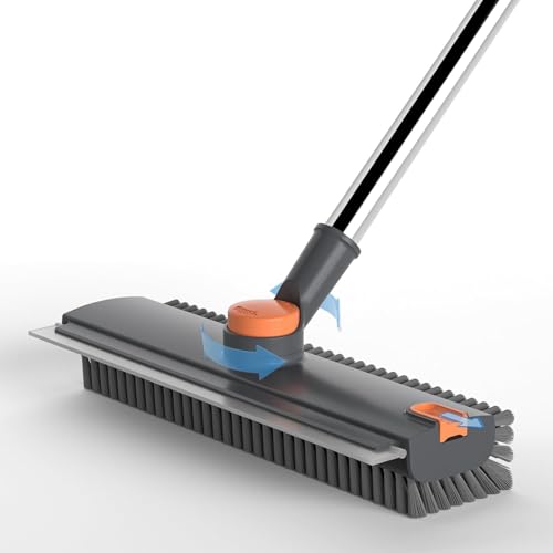 3 in 1 Bathroom Cleaning Brush with Wiper - Heavy Duty 52 inch Long Handle 360° Rotate…