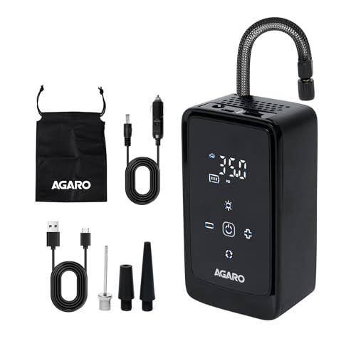 AGARO Atom Cordless Tyre Inflator, 150 PSI, 4500mAh Battery, Auto Shut-Off, Digital Dis…