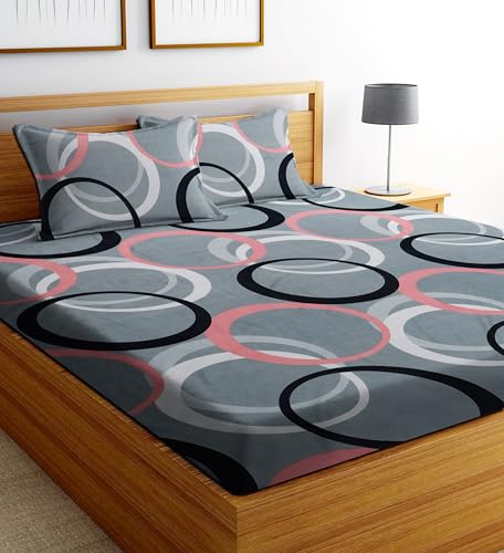 DECORUM 3rd Print Double Bedsheet Set | Polycotton 140 TC | 1 Bedsheet (218 x 218 cm) w…