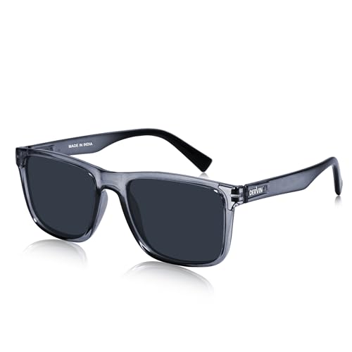 Dervin UV Protected Polarized Square Sunglasses for Men and Women (Grey)