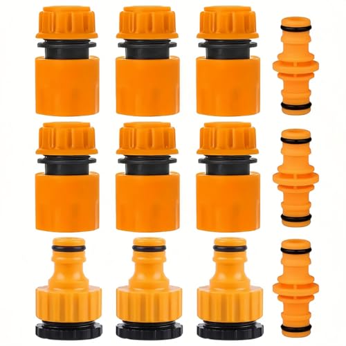 HASTHIP® 12Pcs Garden Hose Connectors, for 1/2" 3/4" Hoses Garden Water