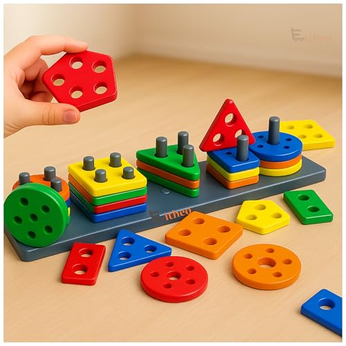 EITHEO Geometric Angle Blocks for Kids | 26 Pcs Montessori Sorting & Stacking Education…
