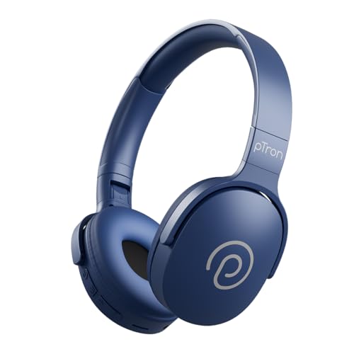 pTron Studio w/ 60Hrs Playtime, Wireless Over-Ear Headphones with HD Mic, Dual-Device P…