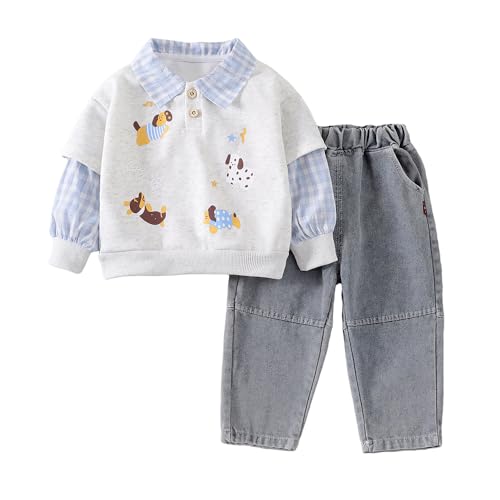 Hopscotch Boys Full Sleeves Checks Print Multi Jeans set For Ages (5-6 Years)